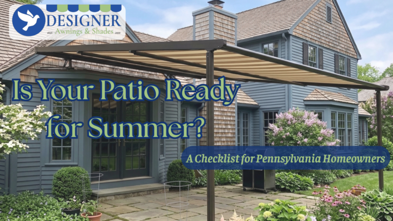 Is Your Patio Ready for Summer? A Checklist for Pennsylvania Homeowners. A shelter extended over a backyard tile patio.